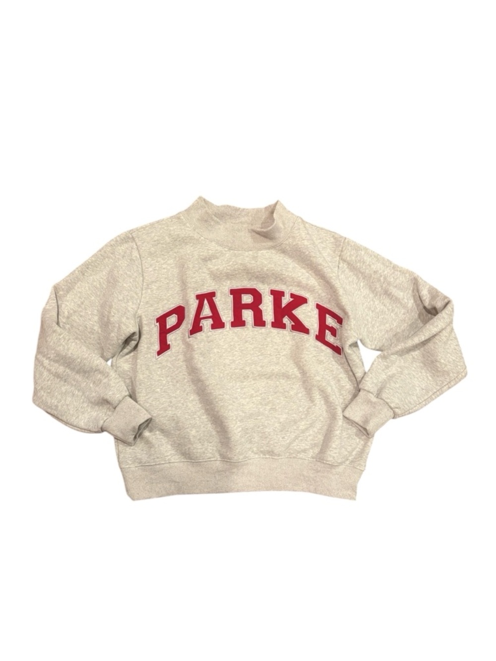 Parker Cream Crewneck Sweater with Red Logo